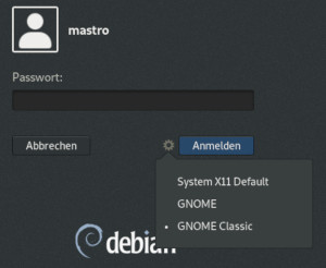 Anmeldung mit Gnome X11 / X.Org